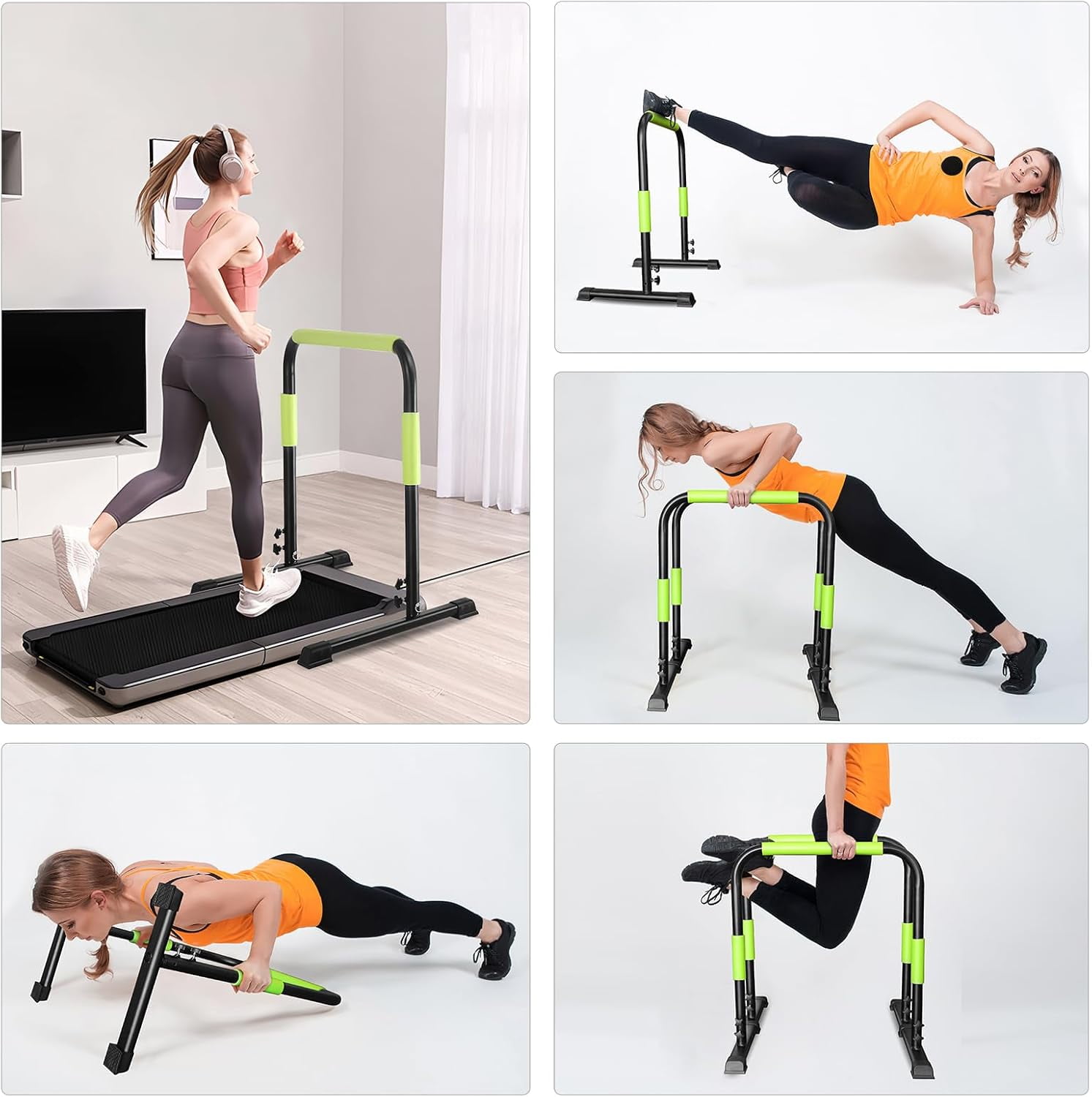 Walking Pad Handle Bar Only, Compatible with 24.4'' Wide Walking Pad, Max 43.3'' Height Parallettes Bar, Non-Slip Base