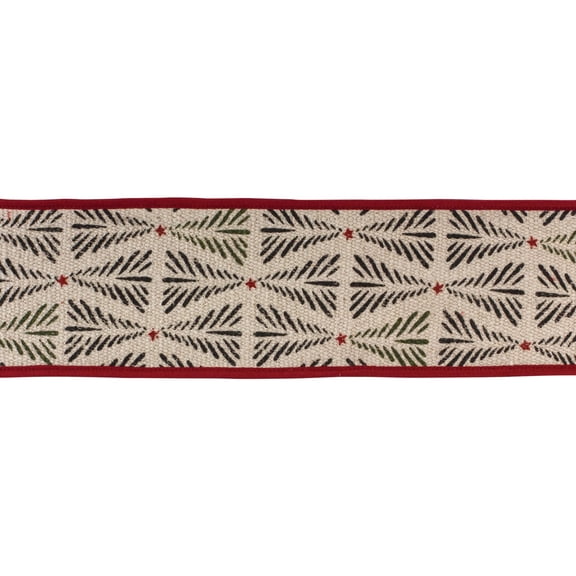 Melrose Christmas Tree Wired Craft Ribbon - 4" x 5 Yards - Beige and Black