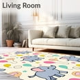 thumbnail image 2 of ODIKA 3'x5' Machine Washable Non-Slip Area Rug, Safari Elephant Parade Nursery with Whimsical Animal Motifs High Traffic Rug with Pad, Gray, 721301, 2 of 8