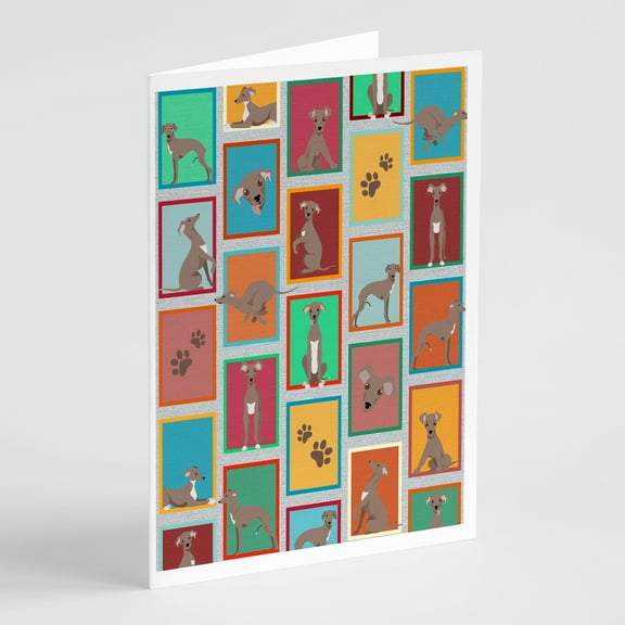 Lots of Fawn Italian Greyhound Greeting Cards and Envelopes Pack of 8 7 in x 5 in