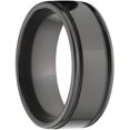 thumbnail image 3 of 8mm Flat Black Zirconium Ring with Two Grooves and a Raised Center, 3 of 3