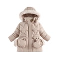 thumbnail image 2 of Auroural Toddler Girls Winter Clothes 2T - 3T Children's Winter Solid Color Long Sleeves Hooded Zipper Quilted Coat Keep Warm Coat Kids 1-10 Year, 2 of 5