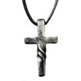 thumbnail image 1 of Collar con cruz retro de acero, colgante clásico con cruz retorcida, collar con cuerda de cuero larga para hombres y mujeres, regalo de joyería, estilo A, 1 of 5