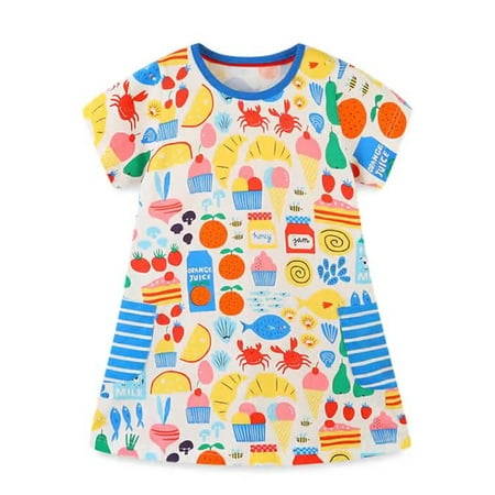 

Aolyty Toddler Girls Dress Summer Short Sleeve Casual Dresses 2T