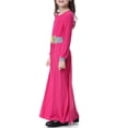 thumbnail image 5 of Girls Long Sleeve Crew Neck Dress, Solid Color Maxi Dress for Kids, Comfortable Everyday Casual Wear, Loose Fit Stretchy Dress for School and Play Hot Pink L, 5 of 8