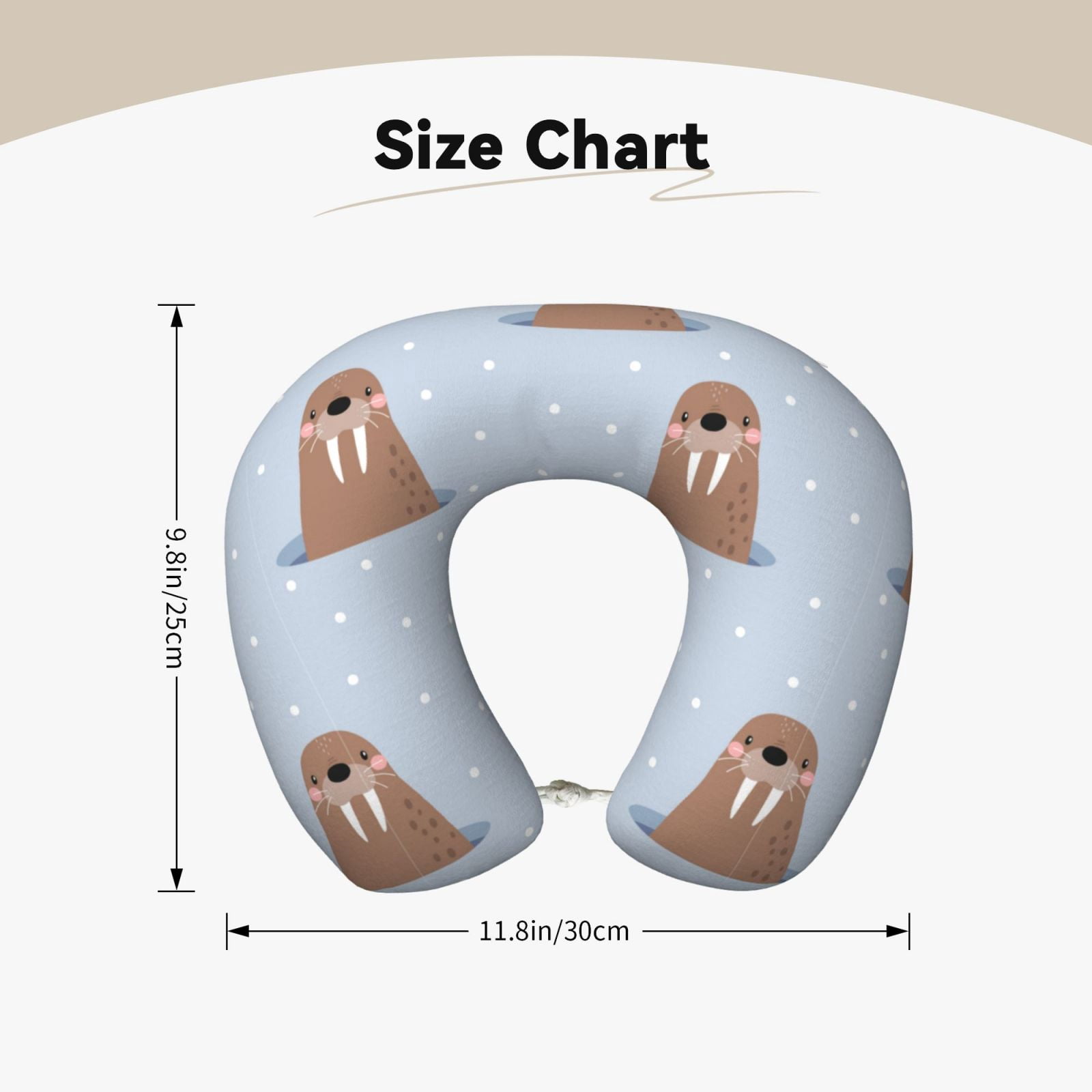 Xecao Playful Walrus Wonders Print Memory Foam Cervical Neck Pillow Versatile U-Shaped Pillows for Home,Office,Camping,Travelling,Soft Washable Cover