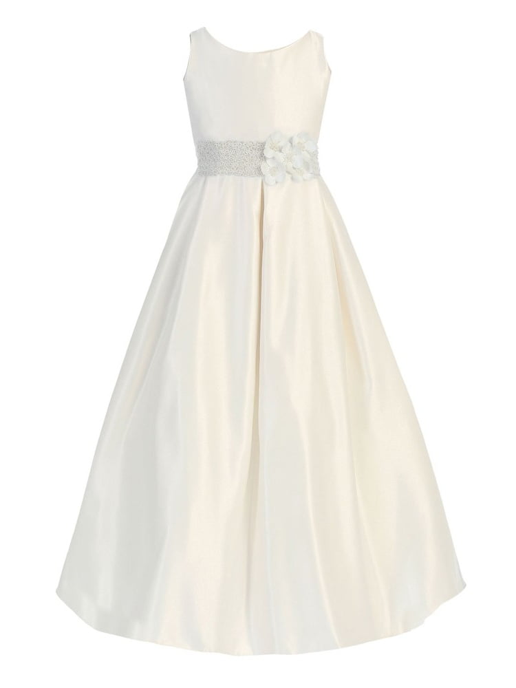 Sophias Style - Calla Collection Little Girls Ivory A-Line Ribbon Back ...