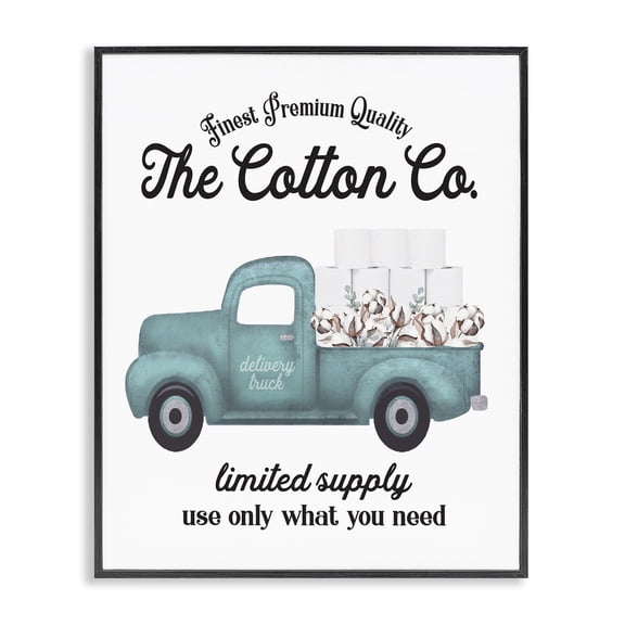 Stupell Industries Rustic Lodge Toilet Paper Cotton Truck Black Framed Giclee Art, 11 x 14, by Lettered and Lined