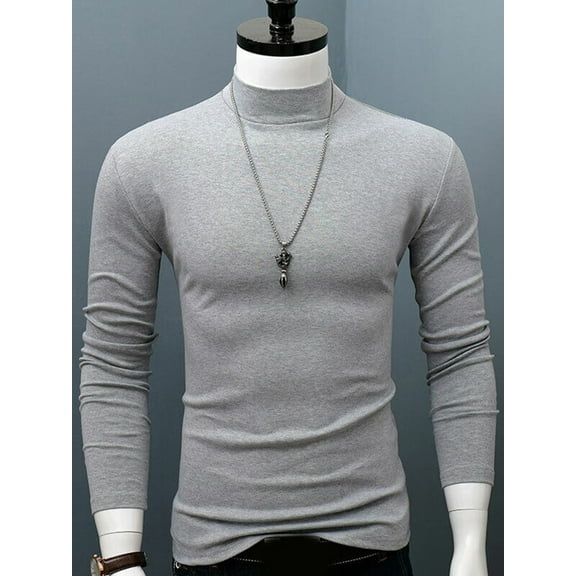 YouLoveIt Men Turtleneck Long Sleeve Pullover Basic Slim Fit Casual Soft Comfy T Shirts Pullover Sweaters Solid Casual T-Shirt Pullover Tops