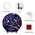 thumbnail image 4 of Salouo Red White Blue Fireworks 1 Pattern Bone China Decorative Plate,Holiday Decor Decorative Ceramic Plates with Stand Elegant Home DéCor for Hallway/Living Room/Bedroom-8in, 4 of 6