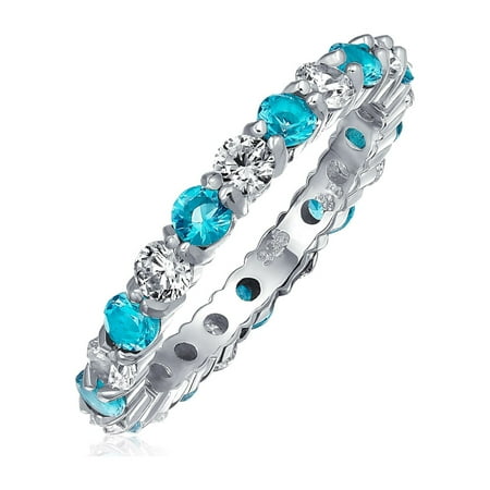 Bling Jewelry Womens Two Color Cubic Zirconia Stackable CZ Eternity Band Ring Sterling Silver