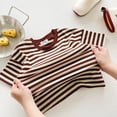 thumbnail image 4 of TIREOW Boys Stripe Short Sleeve T-Shirts Crewneck Colour Block Comfortable Casual Kids Summer Tee Tops (Coffee, 7-8 Years), 4 of 5