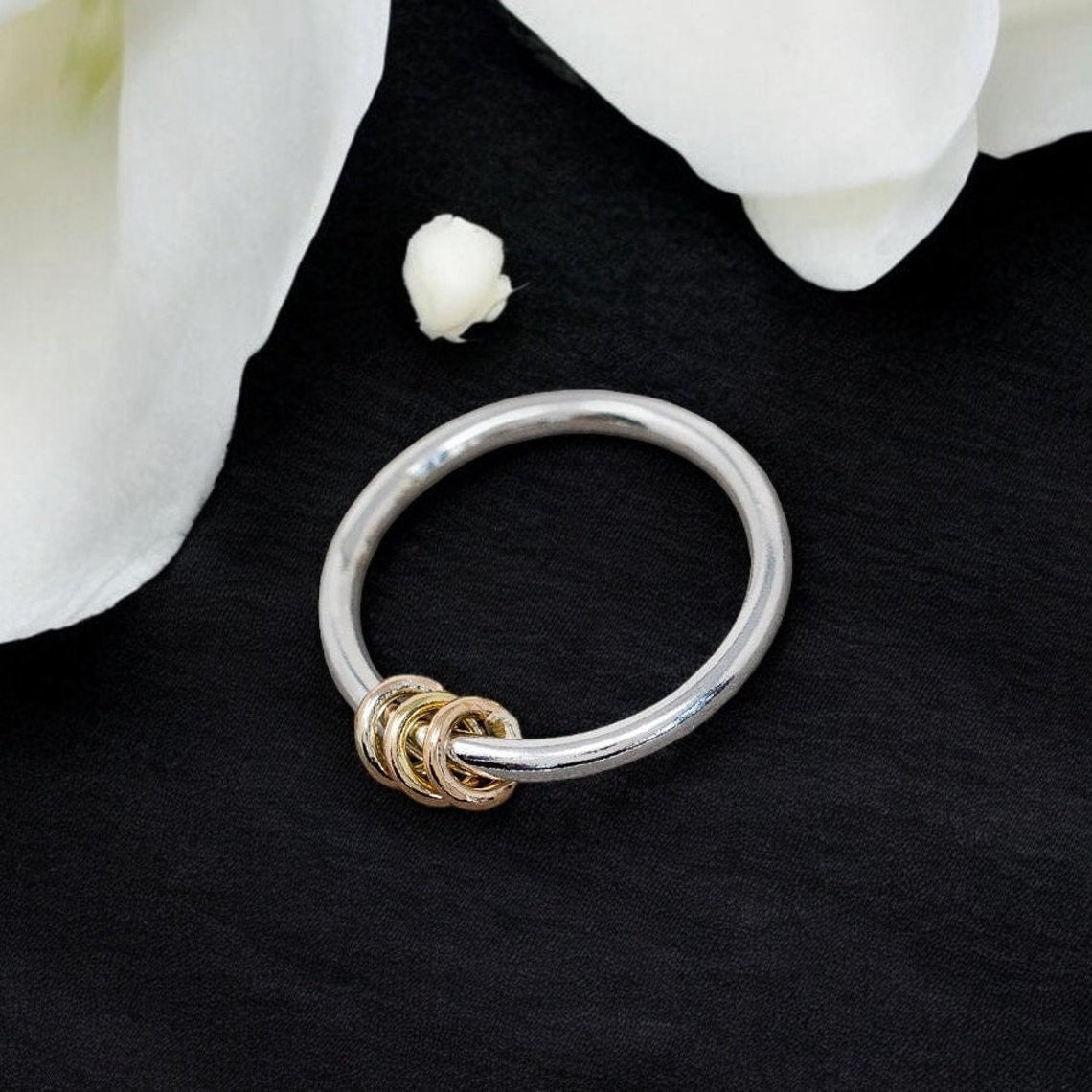 SS DESIGNS Bronze Fidget Spinner Ring Handmade Rotating Meditation Ring for Anxiety Relief & Stress Management Jewelry Accessory