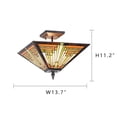 thumbnail image 5 of Tiffany Style Ceiling Light Fixtures 14” Wide Stained Glass Lamp Shade 2-Light Classical Mission Style Semi Flush Mount Ceiling Light, 5 of 6