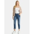 thumbnail image 2 of Time and Tru Women's High Rise Straight Leg Destructed Hem Jeans, 26" Inseam, Sizes 0-20, 2 of 5