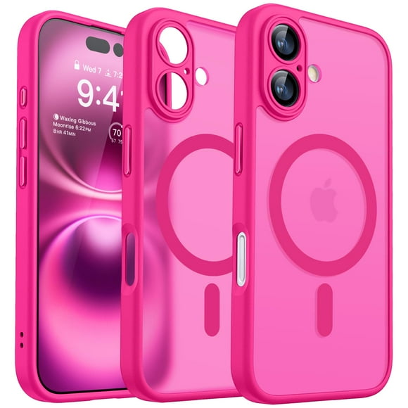 Funda magnética CANSHN para iPhone 16 Plus - Rosa intenso