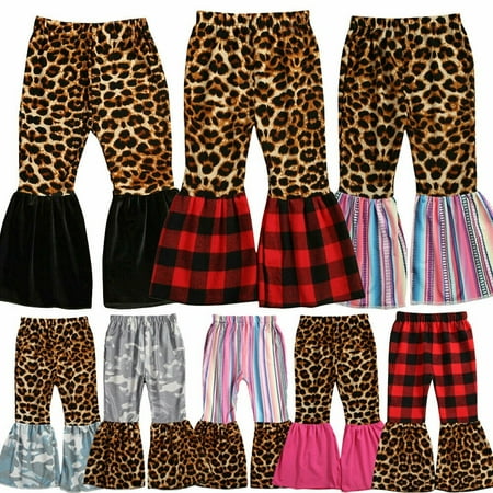 

Fashion Kids Baby Girl Clothes Leopard&Plaids Bell-Bottomed Leggings Long Pants Trousers Cotton Outfit