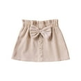 thumbnail image 2 of Spazoro Toddler Girls Elastic Waist Skirts, Solid Corduroy Breathable Bow Knot A-Line Skirts for Child Girls Khaki Size 2-3 T, 2 of 7