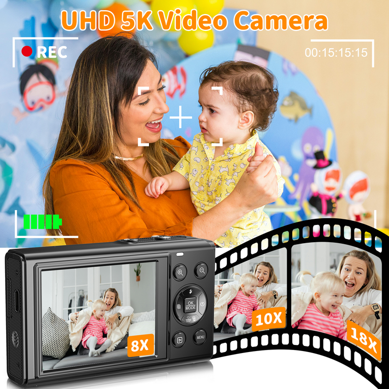 Digital Camera,5K Cameras For Photography,80MP UHD Portable Vlogging Camera,Cheap 18X Zoom