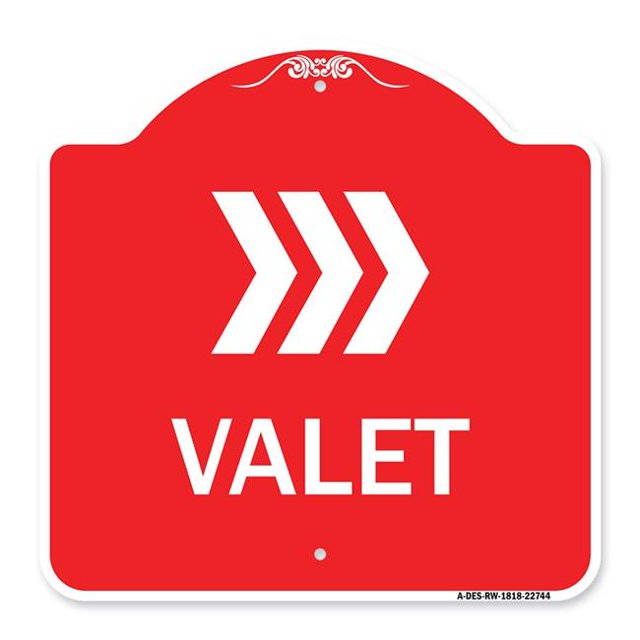 SignMission A-DES-RW-1818-22744 18 x 18 Po Signe de la Série Designer - Valet Flèche Droite & 44; Rouge & Blanc