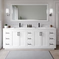thumbnail image 2 of Wyndham Collection Miranda 84" Wood Double Bathroom Vanity in White/Matte Black, 2 of 6