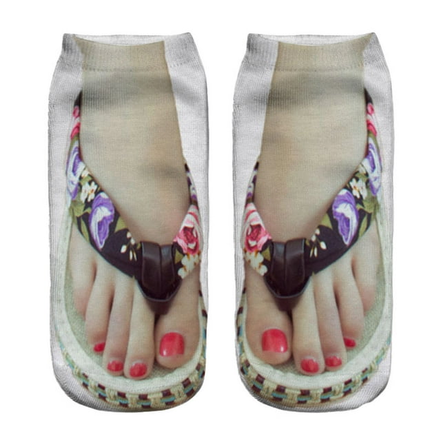 3D Pattern Manicure Print Socks Funny Hidden Running Socks Women Personalized