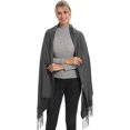 thumbnail image 3 of Bufanda y chal envolvente de pashmina acrílica de mezcla de cachemira de lana suave para mujer - Gris oscuro brillar Electrónica, 3 of 5