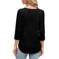 thumbnail image 5 of KLHDSF 3/4 Length Sleeve Women's Tops with Button Cuffs Dressy Casual V Neck Summer Outfits Early Fall Fashion Spring Clothes Black L, 5 of 5