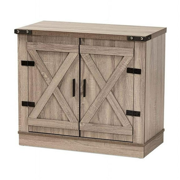 Wayne Modern Contemporary Farmhouse Oak Brown Finished Wood 2-Door Shoe Storage Cabinet
