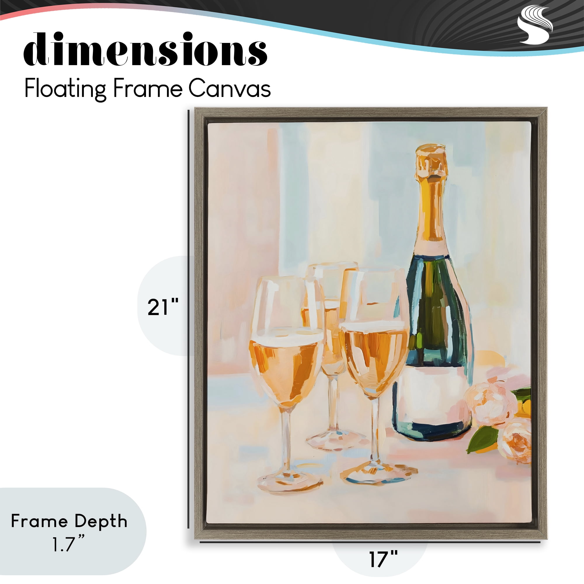 Stupell Industries Champagne Triple Toast Brown Framed Floater Canvas Wall Art, design by The Prints Vibe