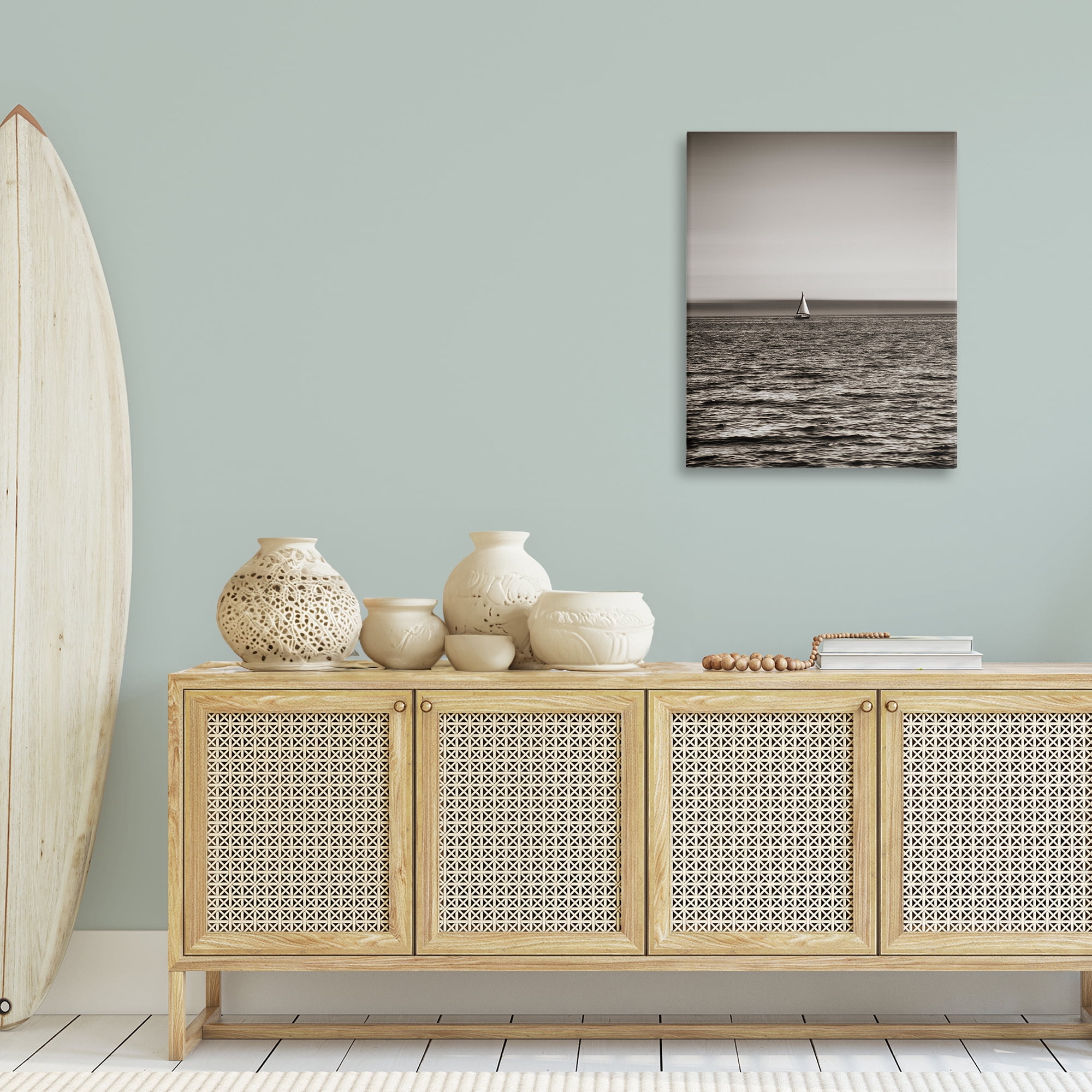 Stupell Industries Lone Distant Sailboat Coastal Photography Gallery Wrapped Canvas Art Print Wall Art, 24 x 30