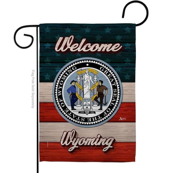 13 x 18.5 in. Welcome Wyoming Double-Sided Vertical House Decoration Banner Garden Flag - Yard Gift