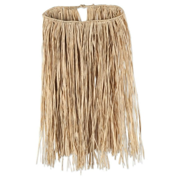 12 Pack Beistle Luau Party Adult Raffia Hula Skirt - Natural (31"W x 28"L)