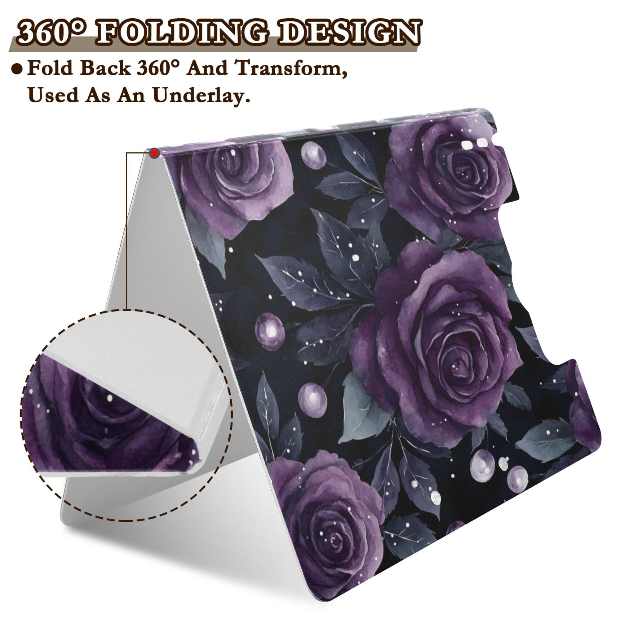 FORMRS A4 Clipboard Folder with Pen Holder Horizontal Foldable School Office Binder, Roses and Pearls