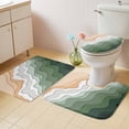 thumbnail image 2 of Sage Green Beach Bath Mat 3 Piece Bathroom Rug Set, Farmhouse Coastal Ombre Sea Waves Art Non Slip Bath Rug Contour Mat and Toilet Lid Cover, Absorbent Shower Mats Soft Bath Rugs and Mats Sets, 2 of 8