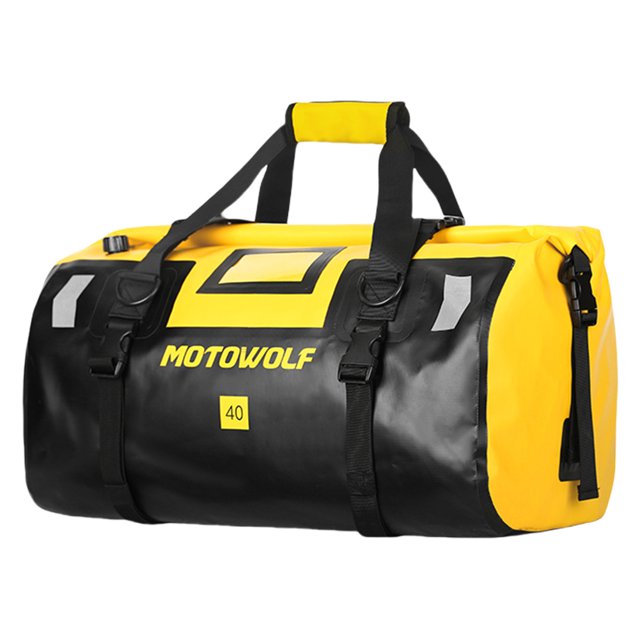 Bolsa trasera impermeable para motocicleta bolsas para asiento trasero equipaje de viaje de 40L (negro amarillo)