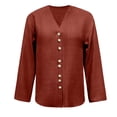 thumbnail image 5 of nerohusy Womens Bohemian Linen Shirts Casual Button Down Long Sleeve Tops Lightweight V Neck Summer Tops,Red,XXL, 5 of 6