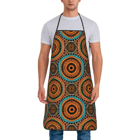 

Naloa 1Pack Adjustable Bib Apron Waterdrop Resistant Cooking Kitchen Aprons for Women Men Chef African Tribal Style Print