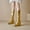 Gold, variant on Women Knee High Boots Leather Square Toe Heeled Side Zipper Wide Calf Long Boots (Gold 36)