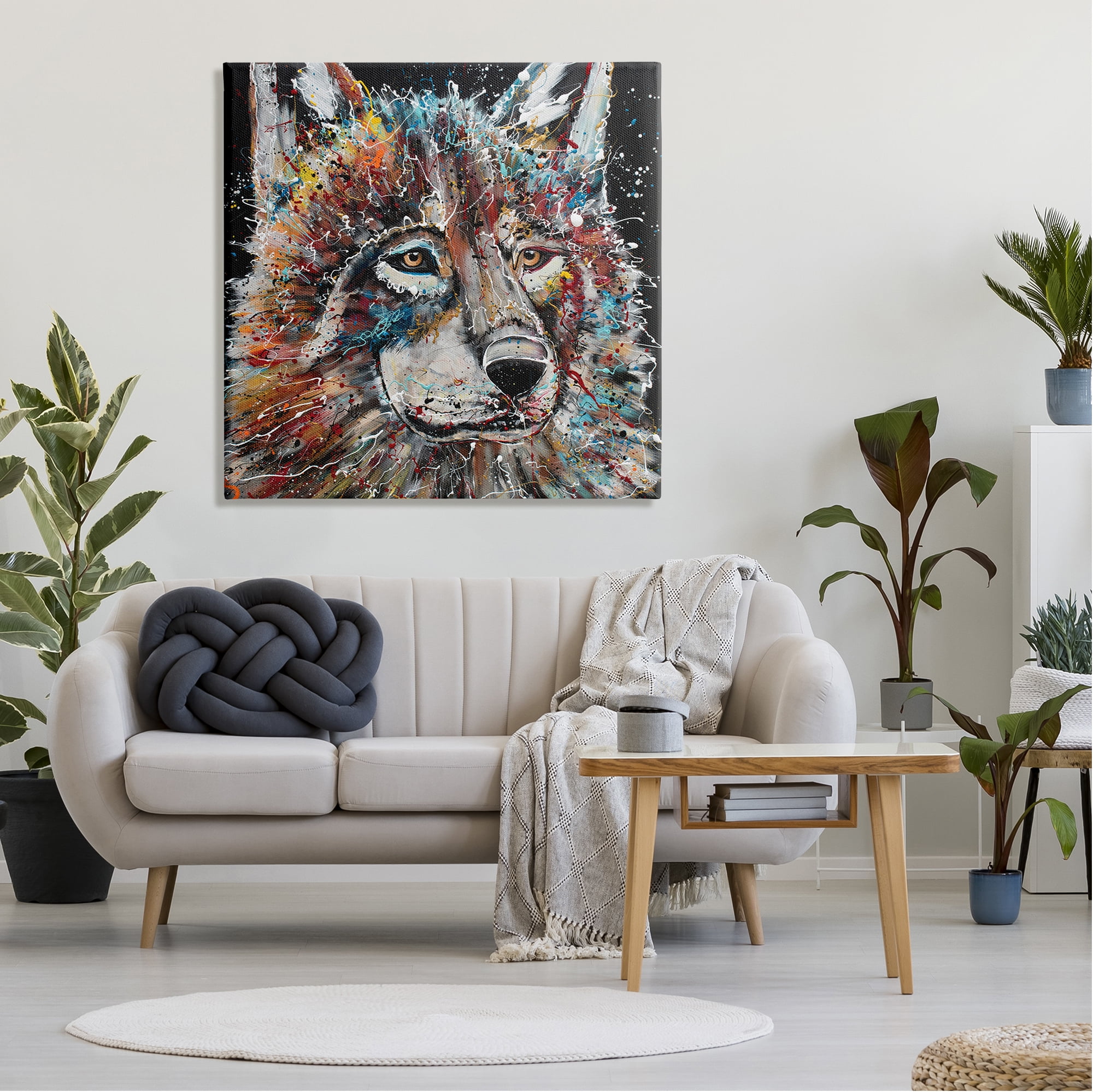 Stupell Urban Wolf Graffiti Face Portrait Animals & Insects Painting Gallery Wrapped Canvas Print Wall Art