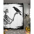 thumbnail image 2 of Halloween Skeleton Shower Curtain Set ，Waterproof Fabric Shower Curtains Horror Black Crow Vintage Bird Shower Curtains for Bathroom,Bathroom Decor 54x"78", 2 of 6