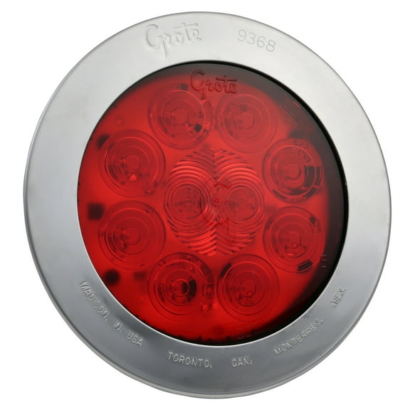 Grote 54042 SuperNova 4" 10-Diode Pattern LED Stop Tail Turn Light - Hard Shell Connecter, Stainless-Steel Snap-In Flange