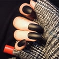 thumbnail image 3 of Press on Nails Medium Length Fake Nails, Black Press-On Manicure, False Nails for Women and Girl, Includes Prep Pad, Mini File, Nail Stickers, and 24pcs Fake Nails, 3 of 5