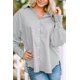 thumbnail image 1 of ABPHQTO Camisa Boyfriend a rayas con puños fruncidos y bolsillo para mujer, 1 of 5