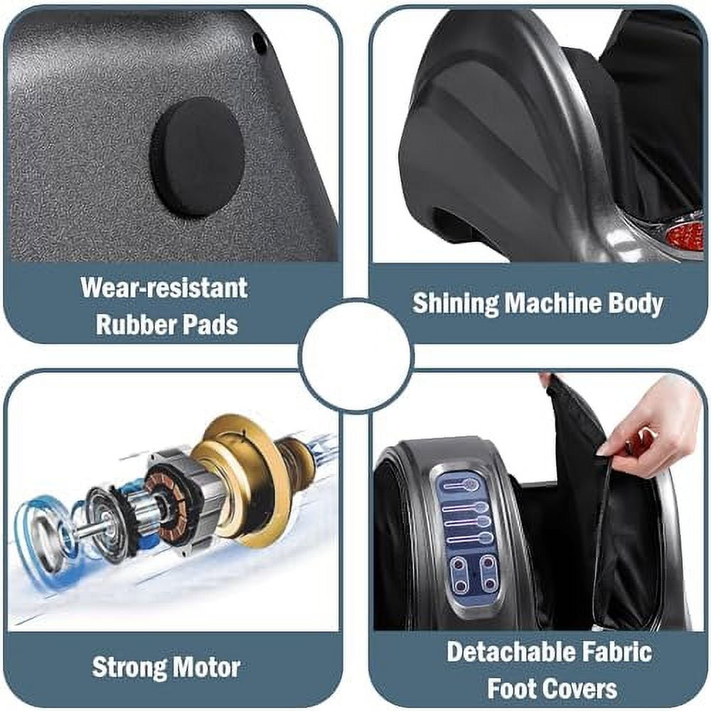 Electric Shiatsu Foot Massager with Remote for Pain Relief, Deep Kneading Rolling Feet and Calf Massager, Leg Circulation Machine for Plantar Fasciitis and Neuropathy, Men Women Gifts, Gray