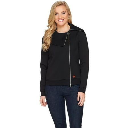 Peace Love World Asymmetric Zip Front Scuba Knit Jacket A Peace Love World Asymmetric Zip Front Scuba Knit Jacket A