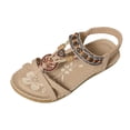 thumbnail image 2 of hoksml Women's Boho Beaded Flat Sandals, Elastic Ankle Strap Open Toe Summer Shoes, Multicolor, 2 of 6