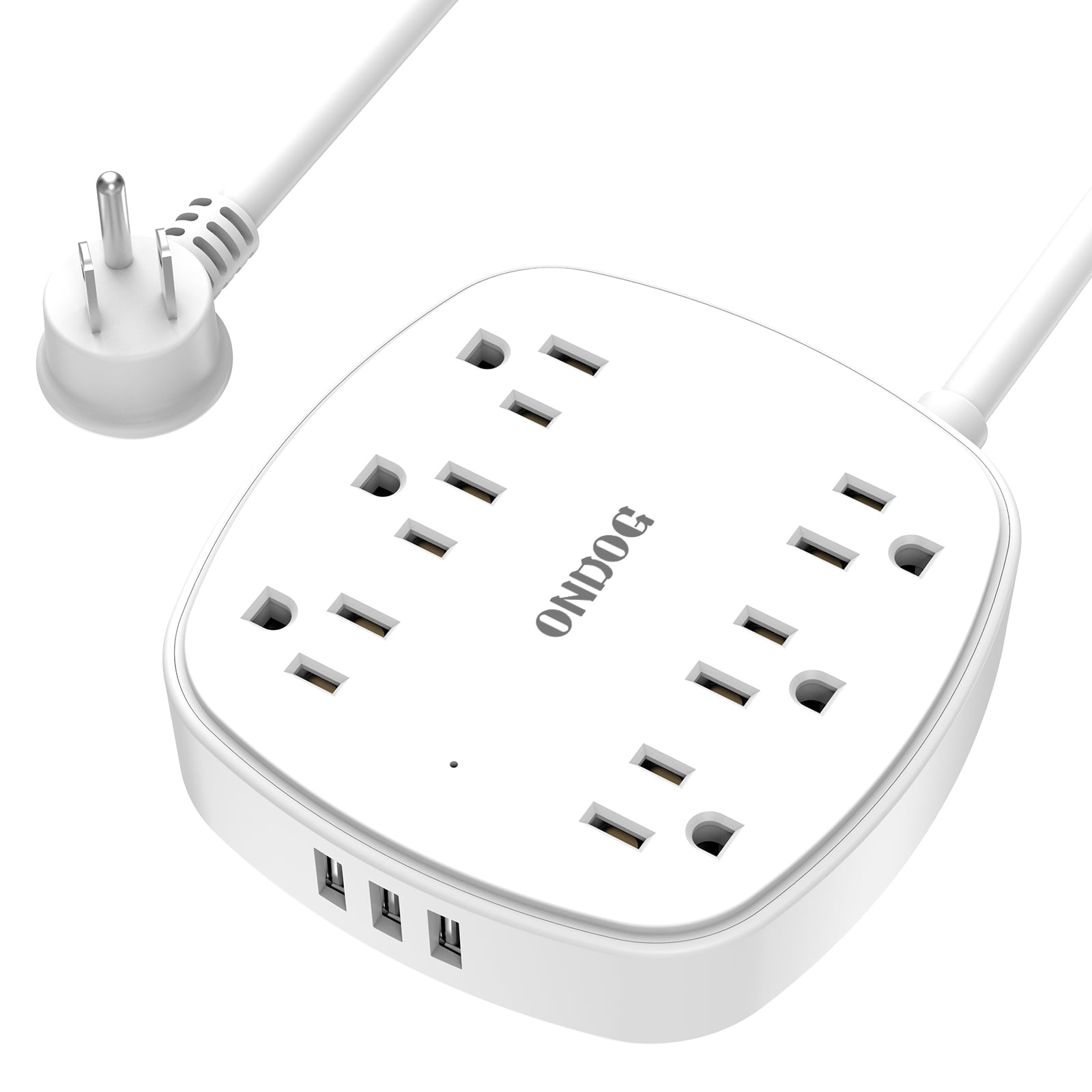 ONDOG 6ft Flat Plug Extension Cord- Power Strip Surge Protector with 6 Outlet Extender and 3 USB Ports, ETL Listed