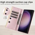 thumbnail image 5 of For Samsung Galaxy S25 Ultra Wallet Phone Case,PU Leather Folio Flip Kickstand,With Wrist Strap&Shoulder Strap,Card Slots,Shockproof Rugged Anti-fall Crossbody Phone Case Cover,Rosegold, 5 of 8