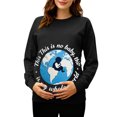 thumbnail image 2 of RKSTN Women's Maternity Crewneck Sweatshirts Plus Size Pregnancy Graphic Print Long Sleeve T Shirts Pullover Hoodless Sweatshirts Tops Womens Casual Oversized Round Neck Comfy Funny Printed Shirts, 2 of 7